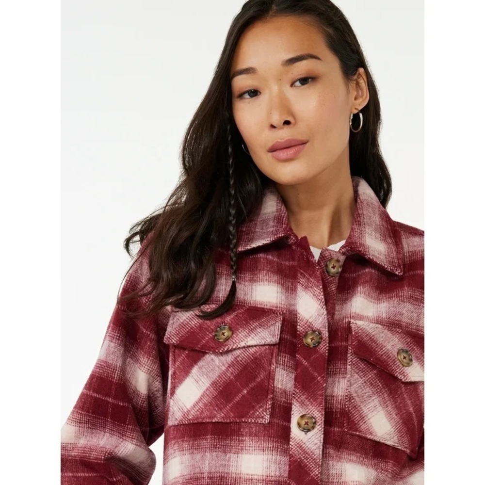 Time and Tru Plaid Button Down Shacket, Size XXL - Picture 2 of 8